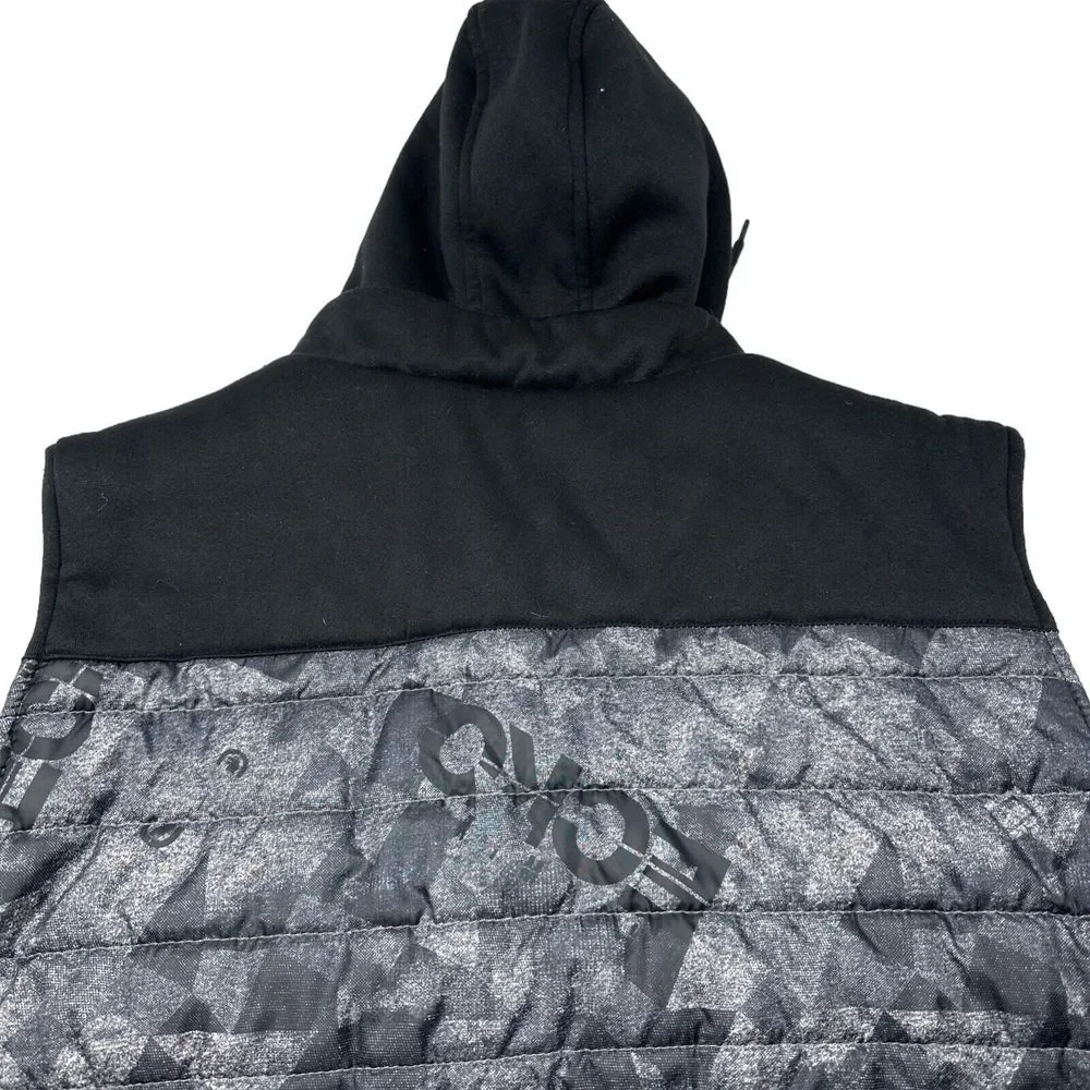 ECKO UNLTD Grey Black Camo Sleeveless‎ Hoodie Bomber Puffer Vest Jacket Coat Y2K